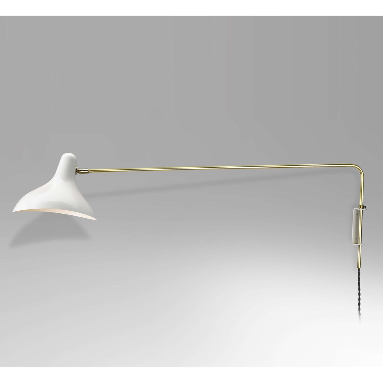 Mid-Century Modern Long Mantis Rotating Wall Sconce - White