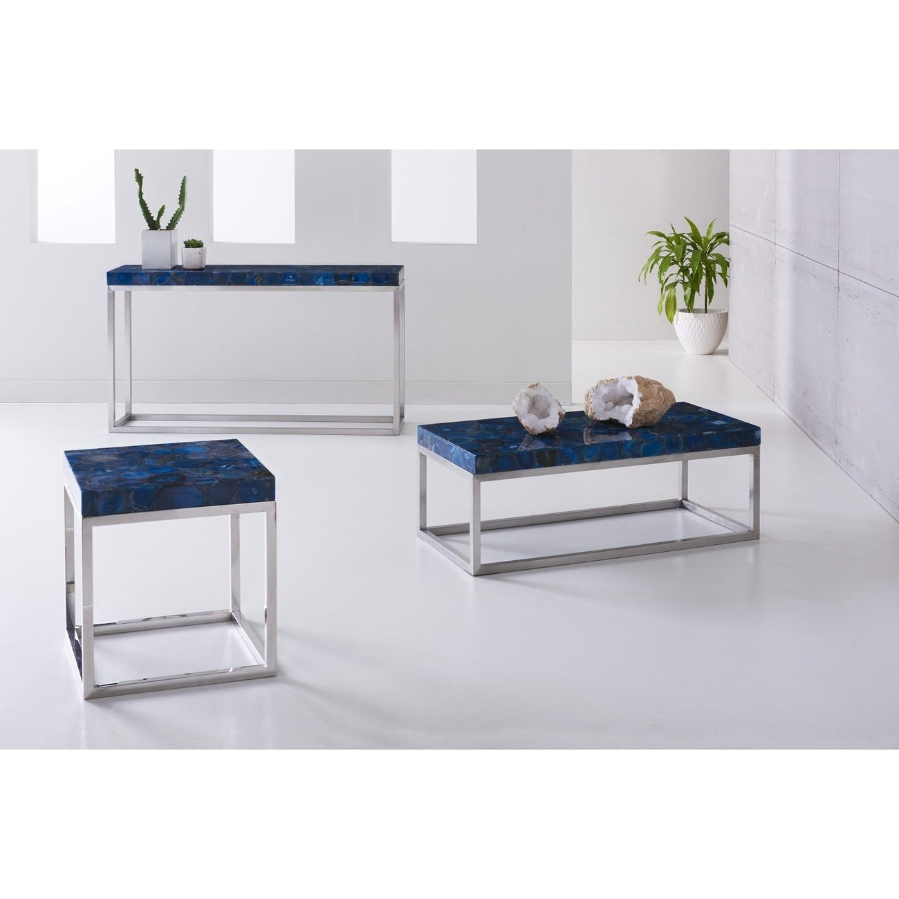 Agate Coffee Table - Stainless Steel Base-Phillips Collection-PHIL-CH87923-Coffee Tables-2-France and Son