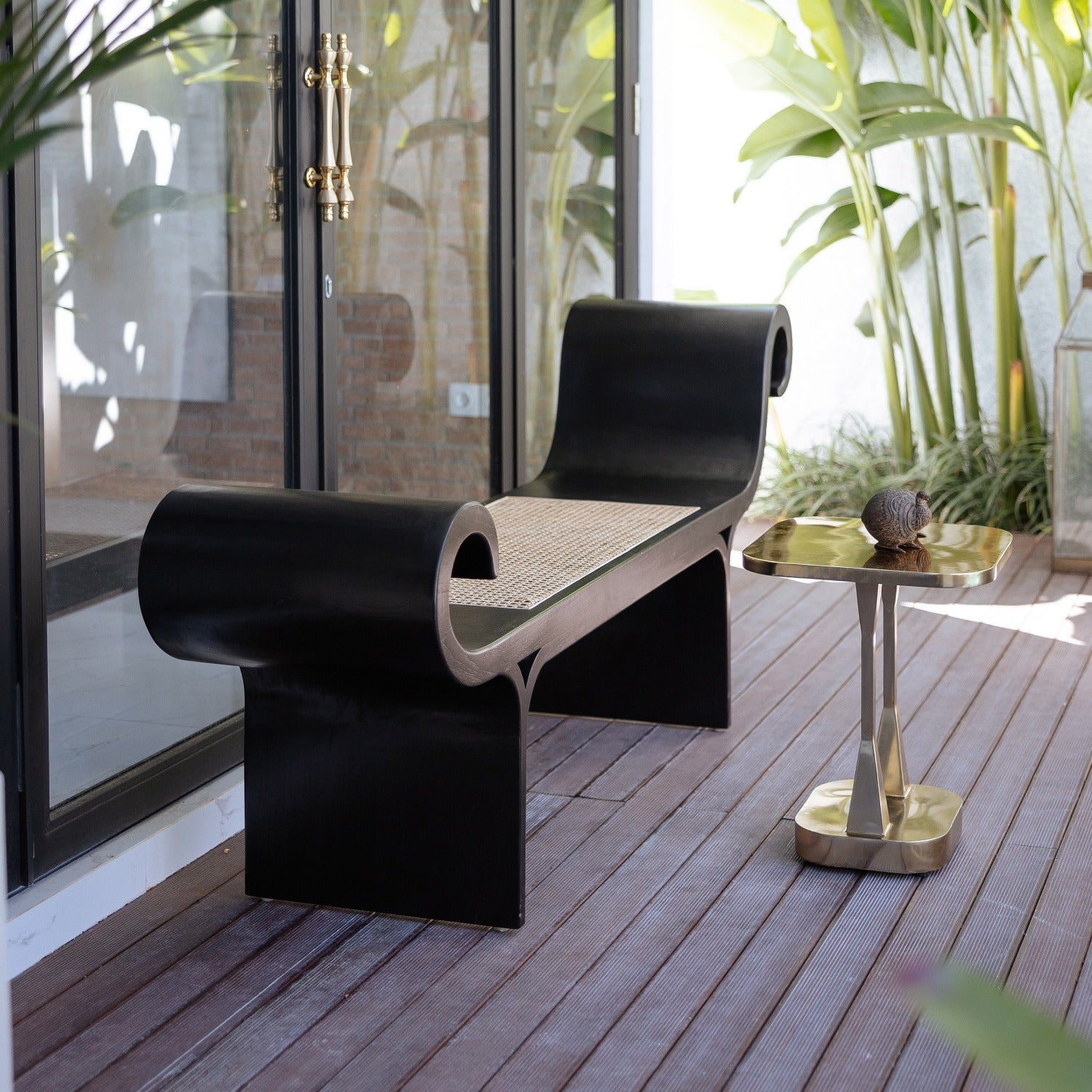 Marquesa Style Bench-France & Son-FL1208BLK-Benches-2-France and Son