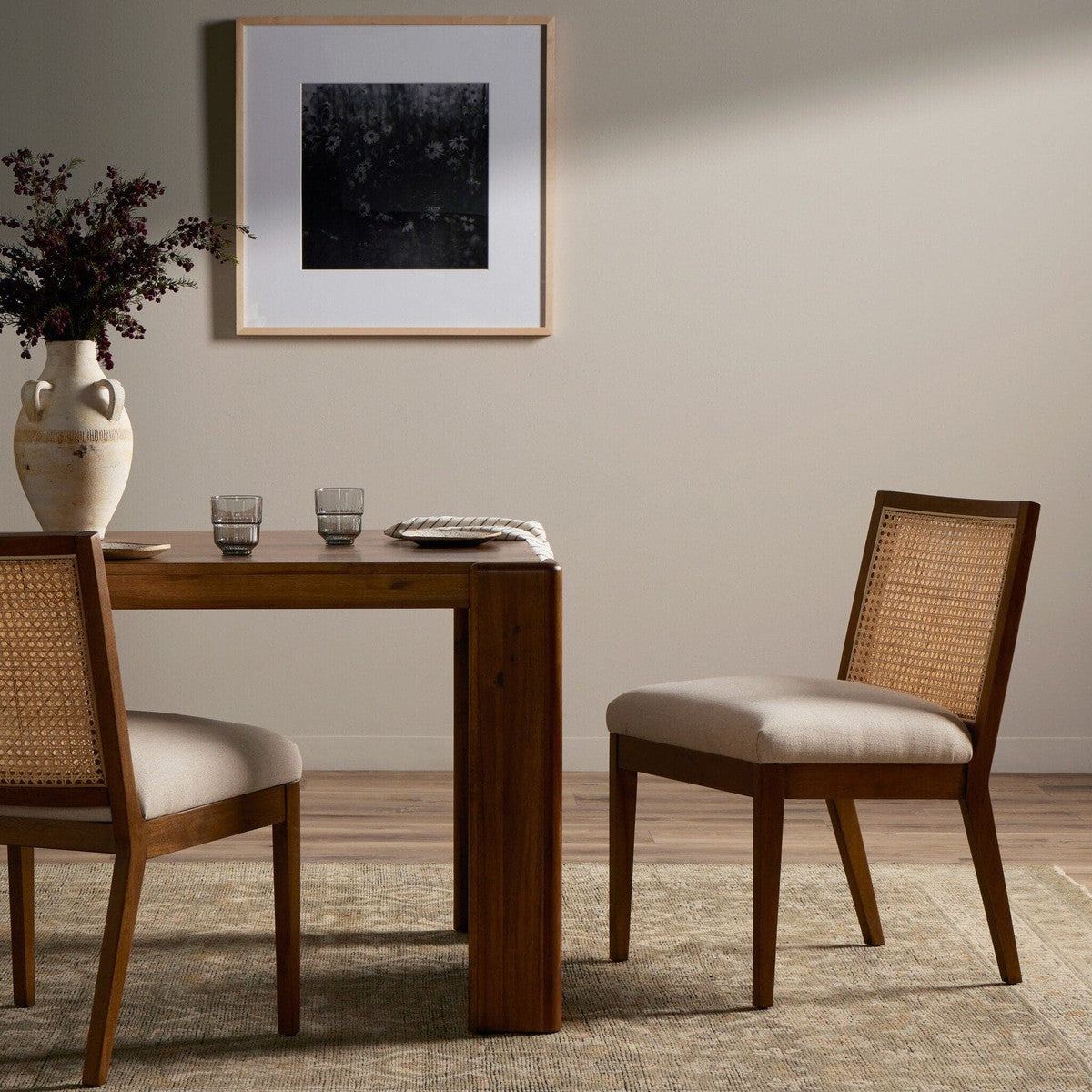 Antonia Cane Armless Dining Chair - Toasted Savile Flax