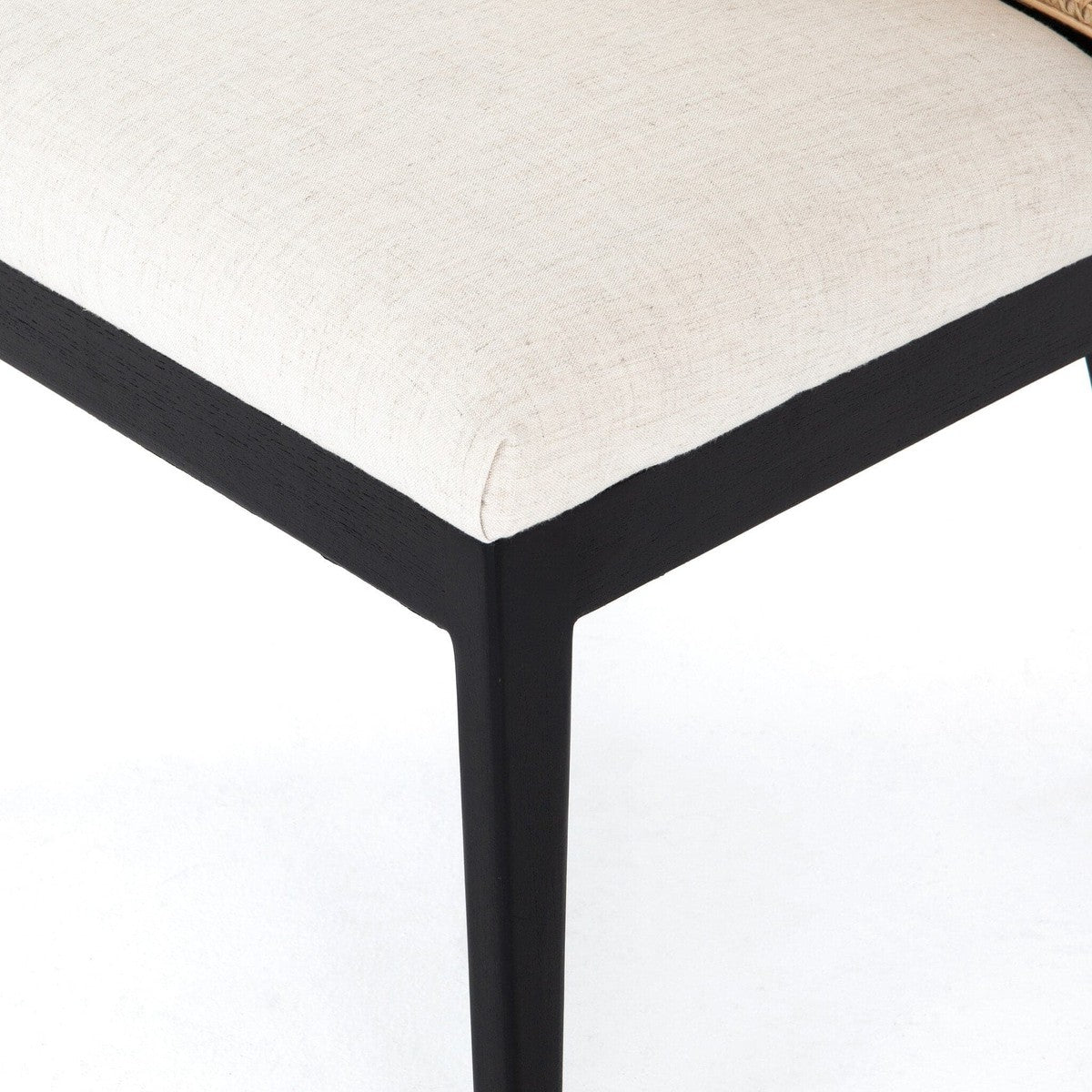 Antonia Cane Armless Dining Chair - Ebony / Savile Flax