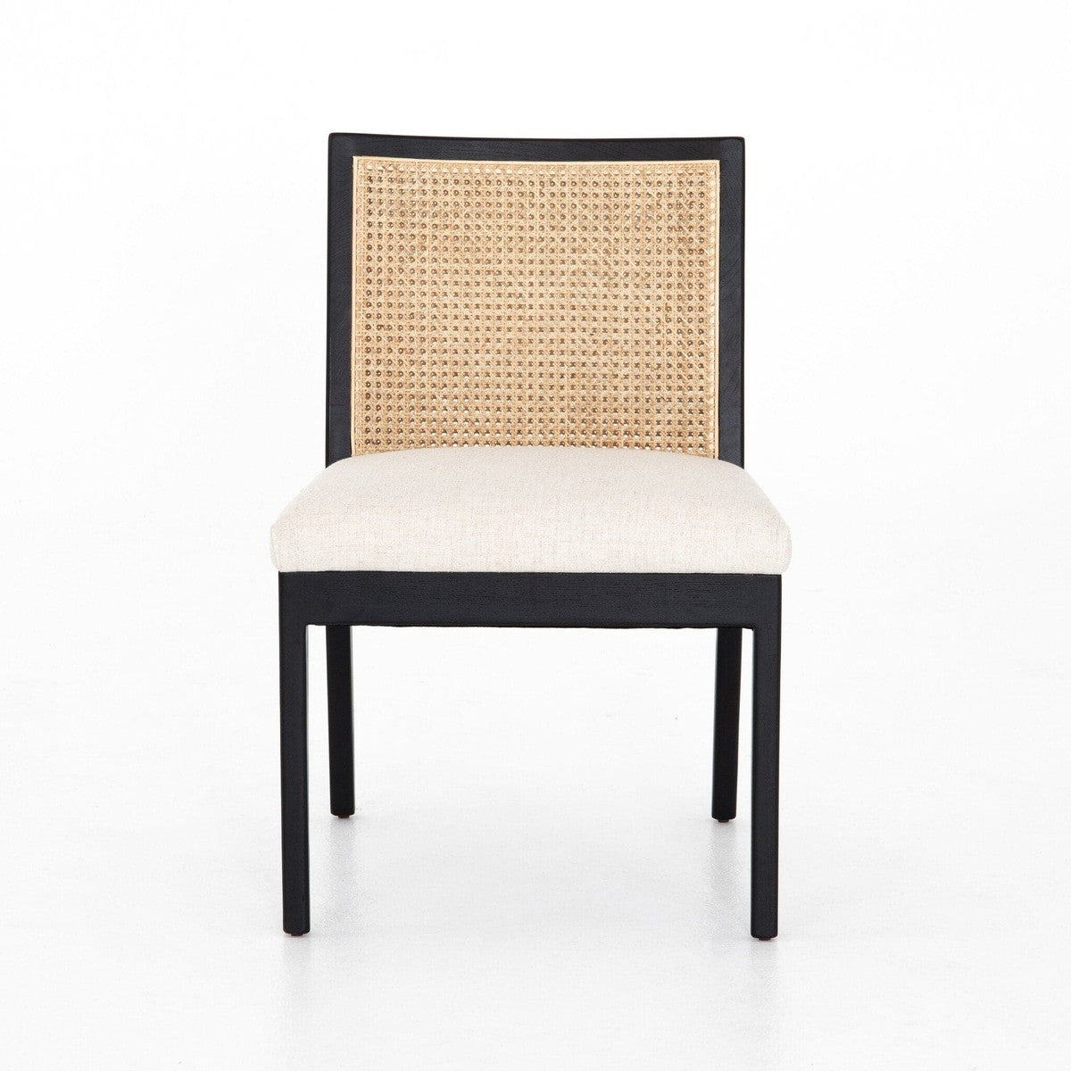 Antonia Cane Armless Dining Chair - Ebony / Savile Flax