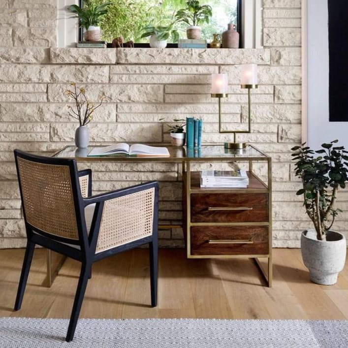 Antonia Cane Dining Arm Chair-Four Hands-FH-101019-011-Dining ChairsBRUSHED EBONY-2-France and Son