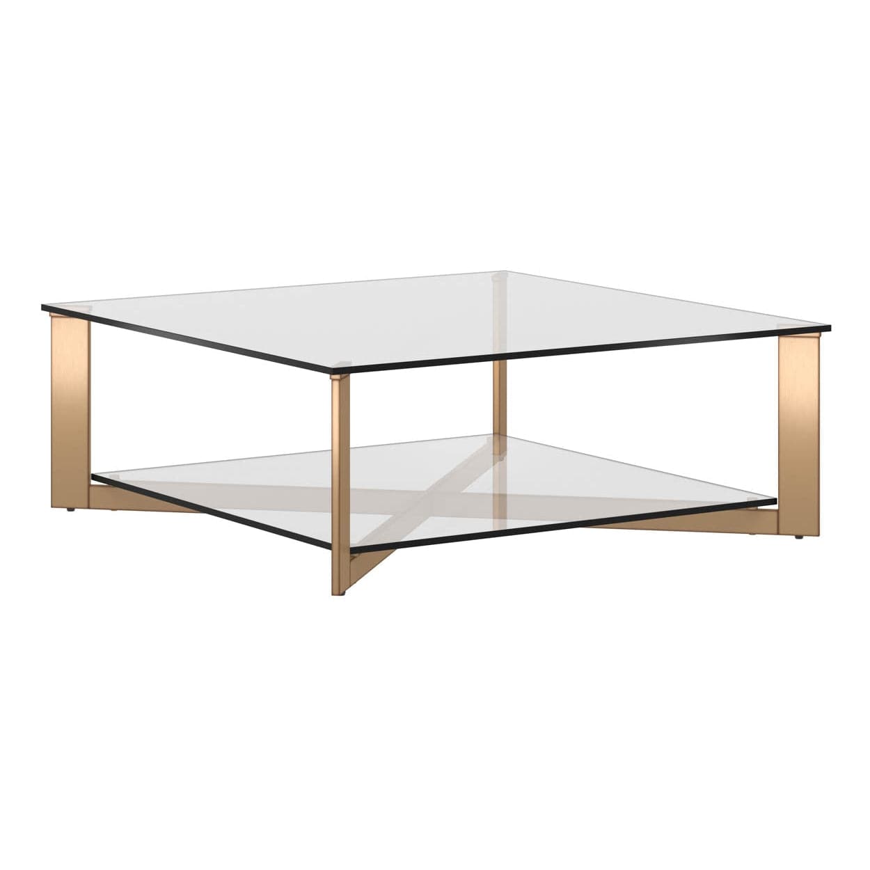 Xavier Coffee Table - Square-Sunpan-SUNPAN-109187-Coffee TablesAntique Brass-6-France and Son