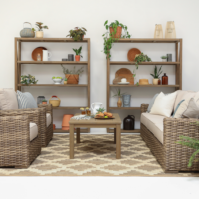 X Bookcase In Coastal Teak-Sunset West-SUNSET-5501-XBK-Bookcases & Cabinets-2-France and Son