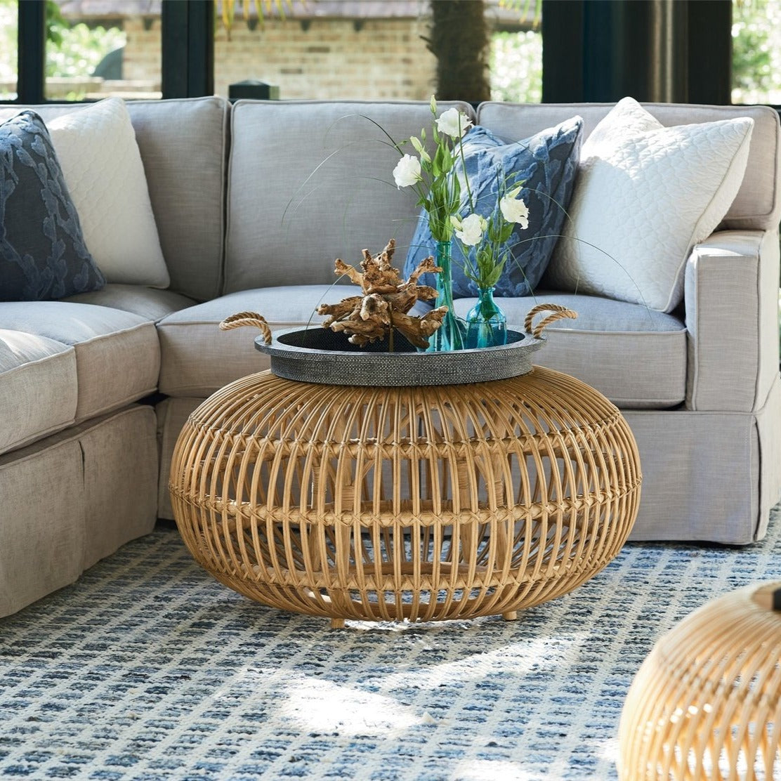 Escape - Coastal Living Home Collection - Rattan Scatter Table-Universal Furniture-UNIV-833809-Side TablesLarge-3-France and Son