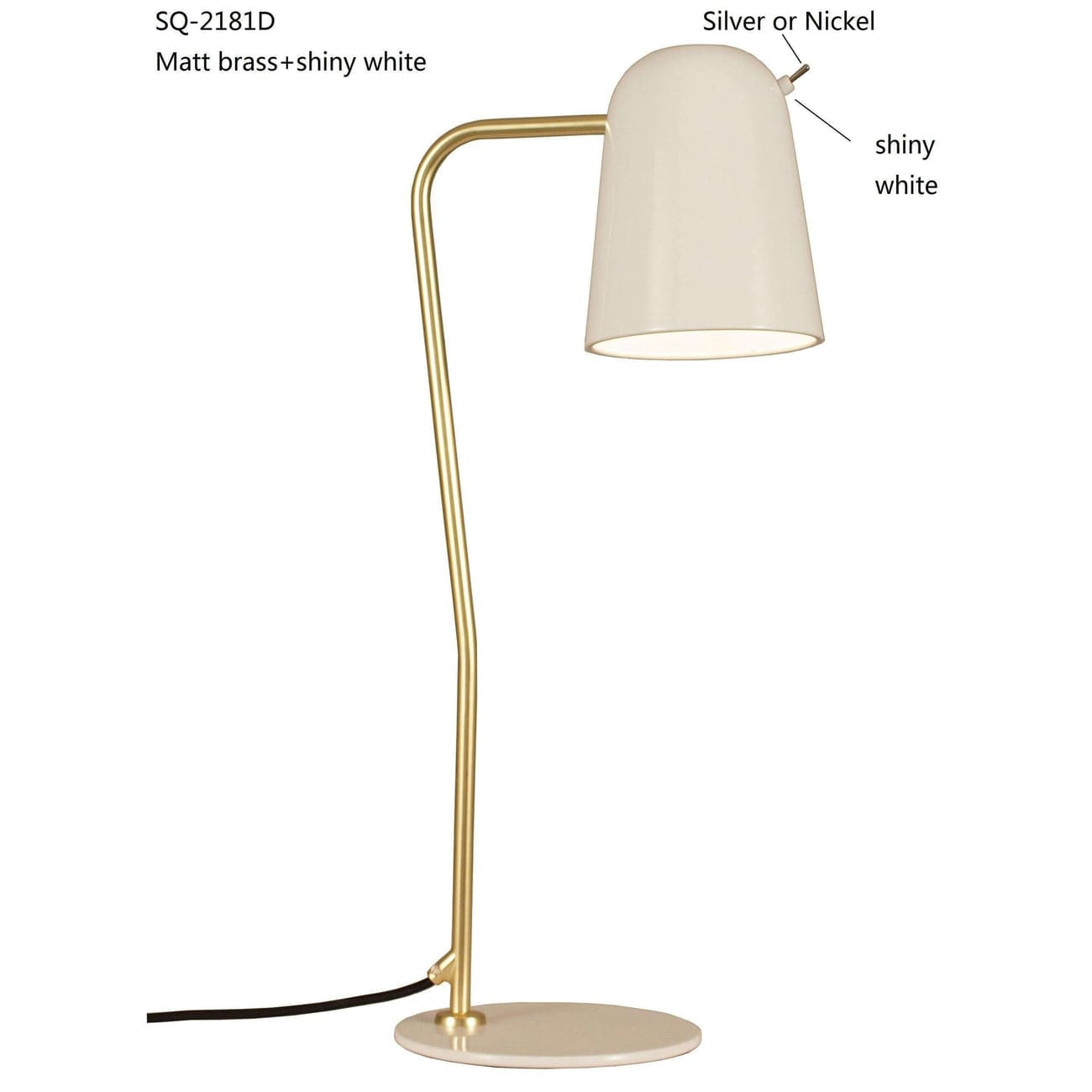 Dobi Table Lamp - White/Brass - SEED-SQ-2181D-WH - seed design