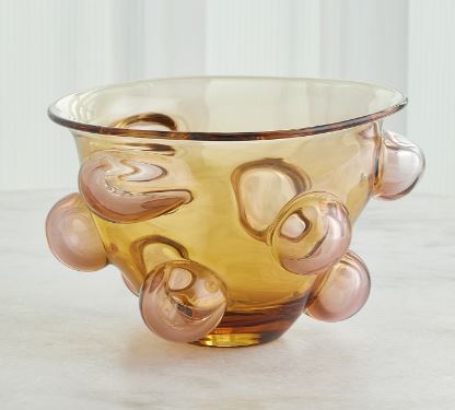 Bubbled Bowl - Smoke Grey-Global Views-GVSA-6.60661-BowlsAmber Blush-4-France and Son