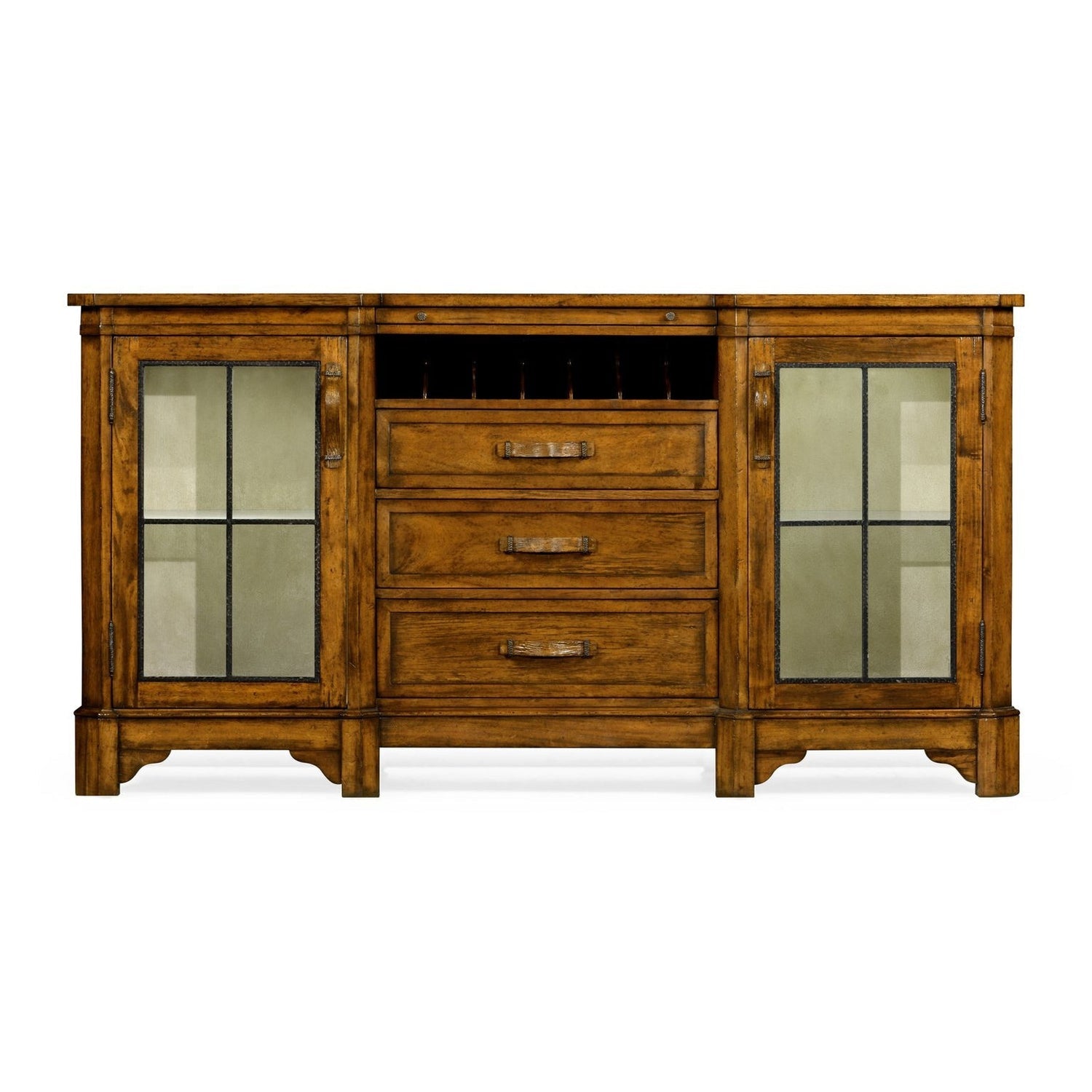 Plank Low Cabinet & Wine Rack with Strap Handles-Jonathan Charles-JCHARLES-491062-DTM-Bar StorageMedium Driftwood-2-France and Son