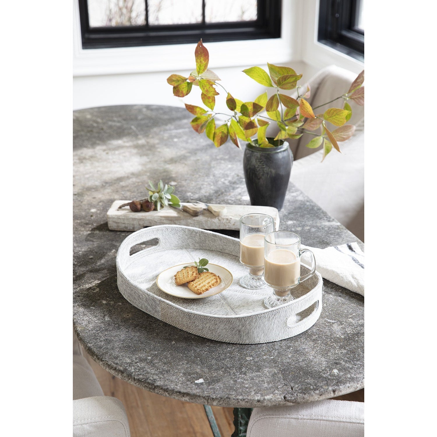 Andres Hair on Hide Tray Set (Grey)-Regina Andrew Design-RAD-20-1463GRY-Trays-2-France and Son