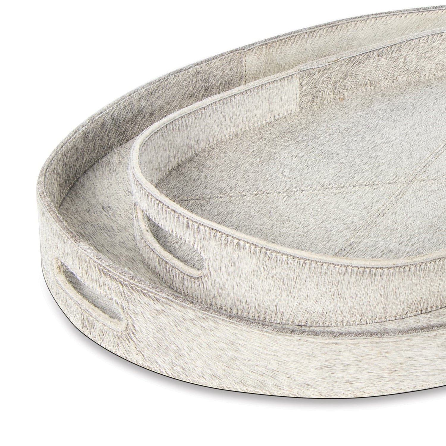 Andres Hair on Hide Tray Set (Grey)-Regina Andrew Design-RAD-20-1463GRY-Trays-3-France and Son