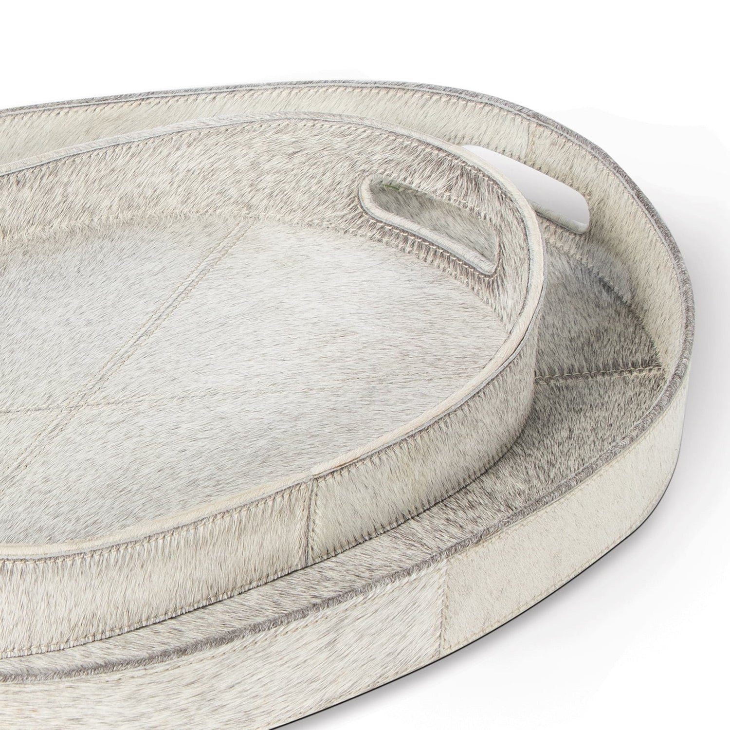 Andres Hair on Hide Tray Set (Grey)-Regina Andrew Design-RAD-20-1463GRY-Trays-4-France and Son
