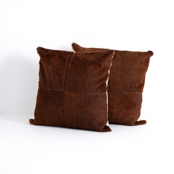 Natural Cowhide Pillow - Set of 2-Four Hands-FH-225700-001-PillowsDark Brown-10-France and Son
