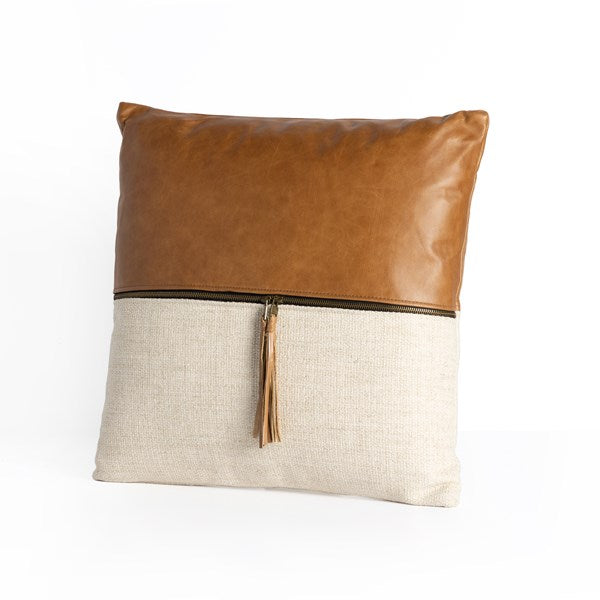 Leather & Linen Pillow-Four Hands-FH-235785-002-Pillows20 x 20"-2-France and Son
