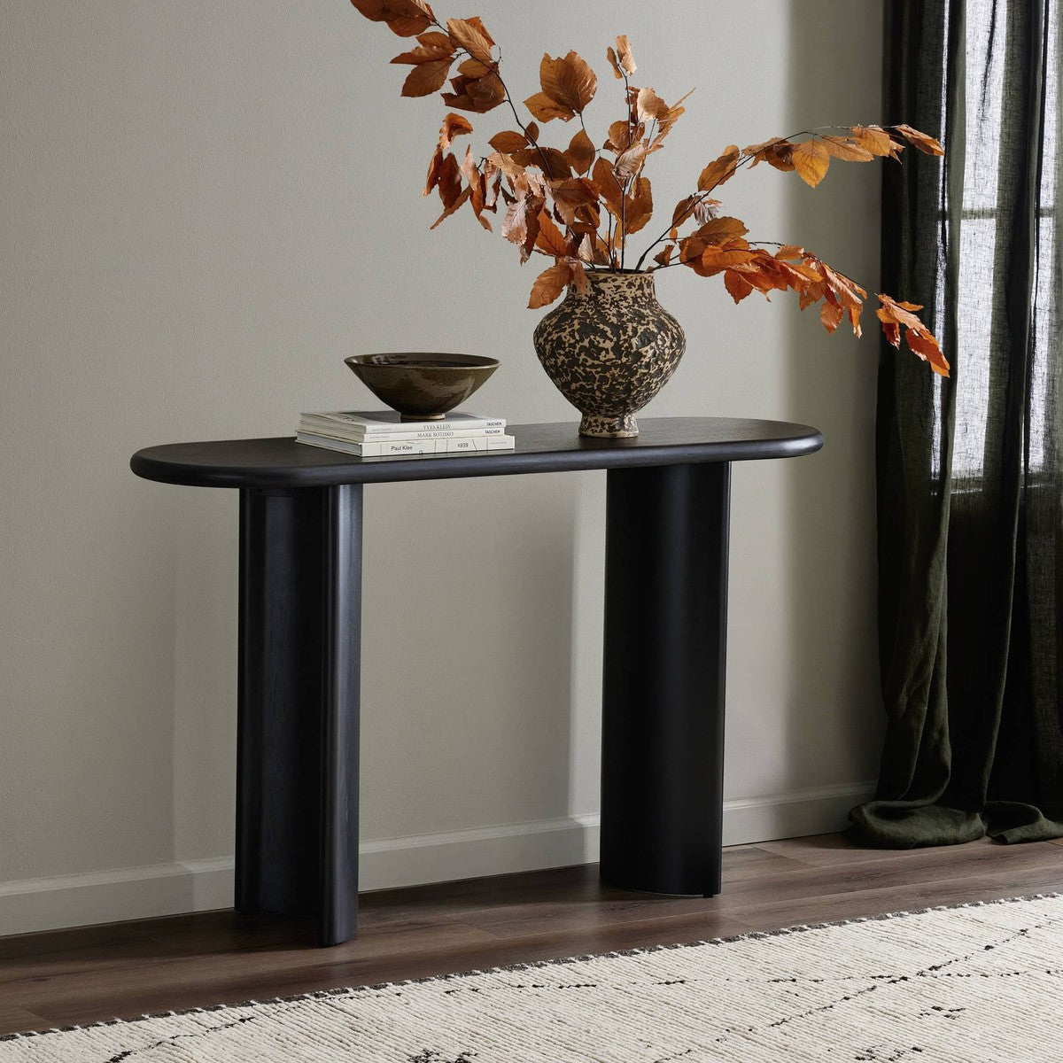Paden Console Table - Aged Black Acacia Solid