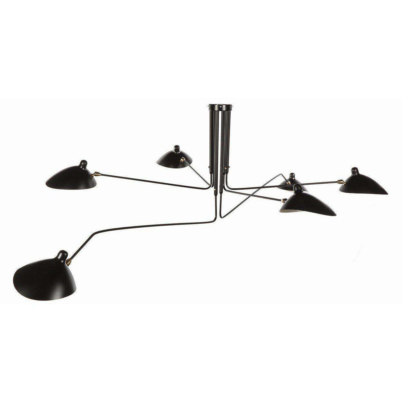 Mid-Century Modern Reproduction MCL-R6 Six Arm Ceiling Lamp - Black Inspired by Serge Mouille