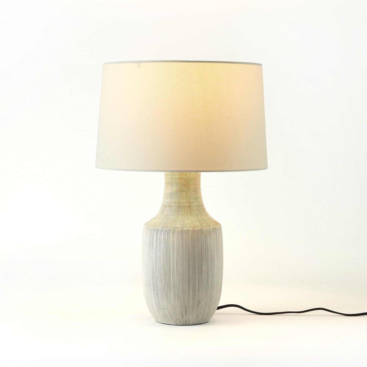 Ombak Table Lamp - Black & White Grid Porcelain Ceramic