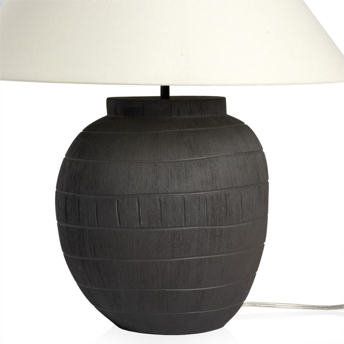 Muji Table Lamp - Textured Matte Black Porcelain Ceramic