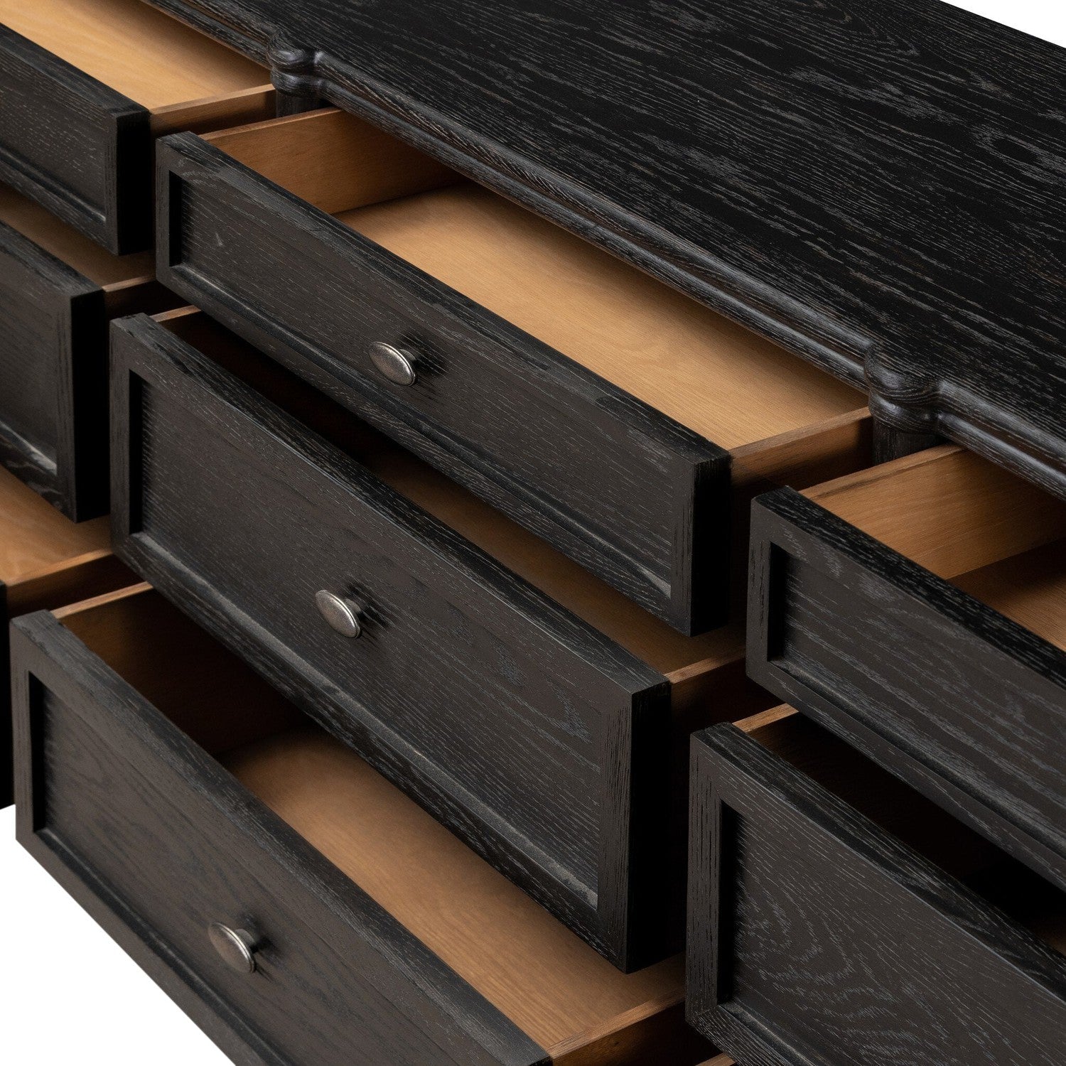Toulouse 9 Drawer Dresser - Distressed Black Oak