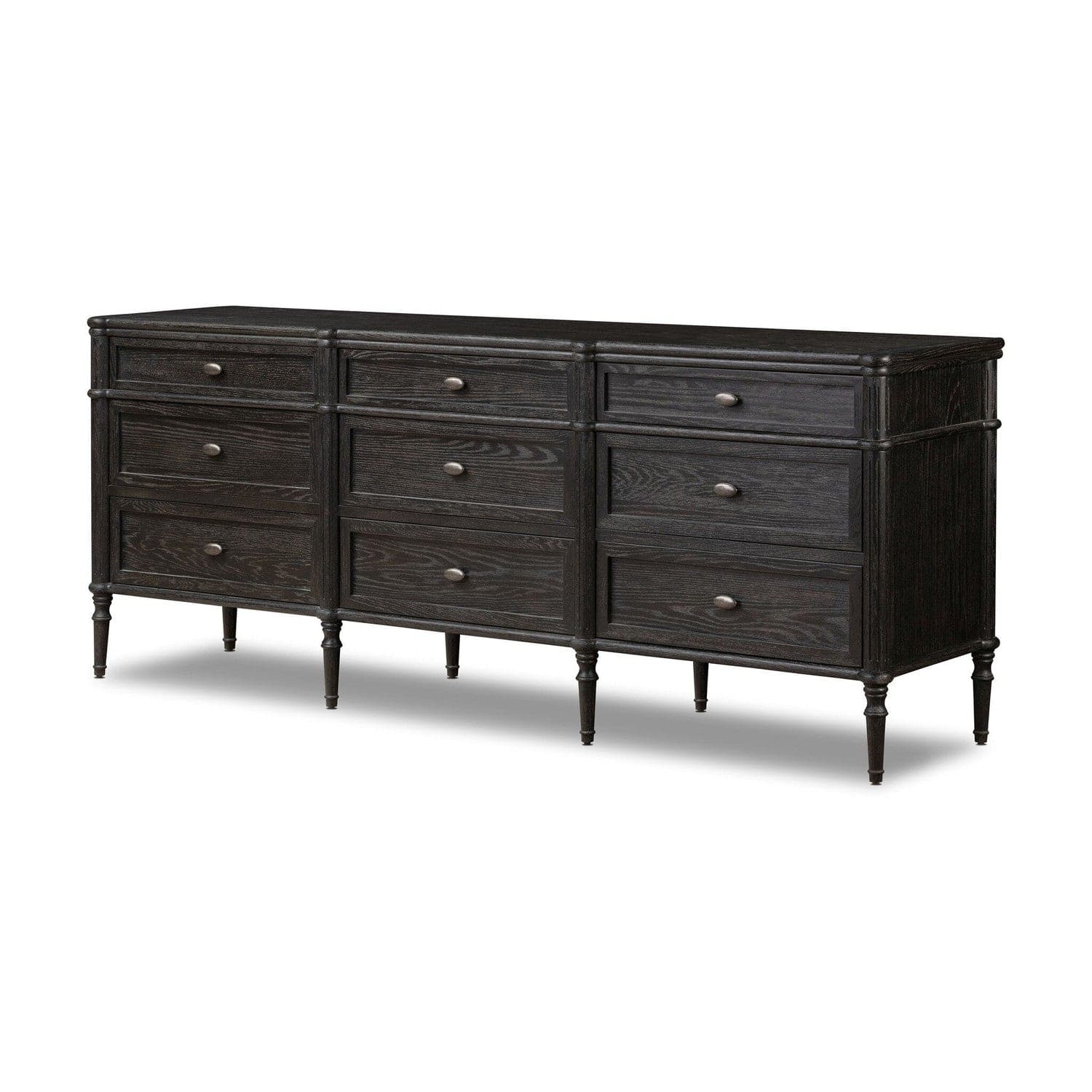 Toulouse 9 Drawer Dresser - Distressed Black Oak