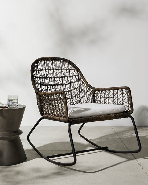 Bandera Outdoor Rocking Chair W/Cushion-Four Hands-FH-233005-001-Outdoor Lounge ChairsDistressed Grey-2-France and Son