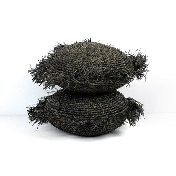 Raffia Round Pillow - Black - Set of 2 - 18"-Four Hands-FH-233042-002-Pillows-2-France and Son