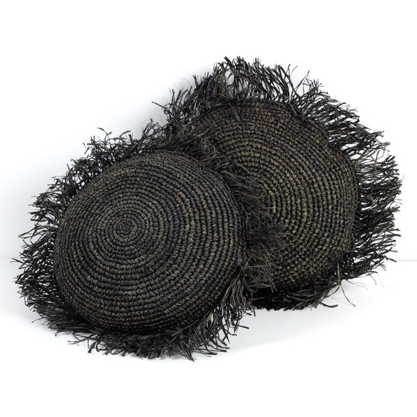 Raffia Round Pillow - Black - Set of 2 - 18"-Four Hands-FH-233042-002-Pillows-1-France and Son