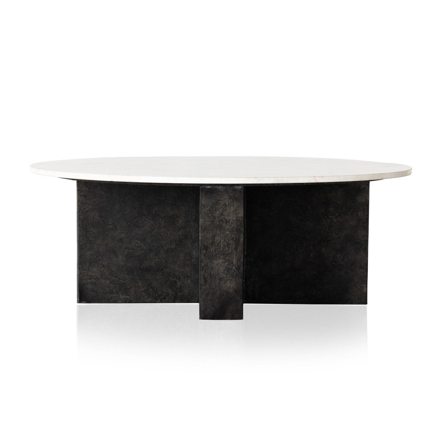 Terrell Round Coffee Table - Polished White Marble