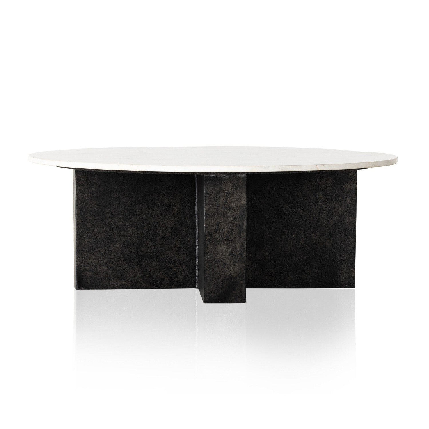Terrell Round Coffee Table - Polished White Marble