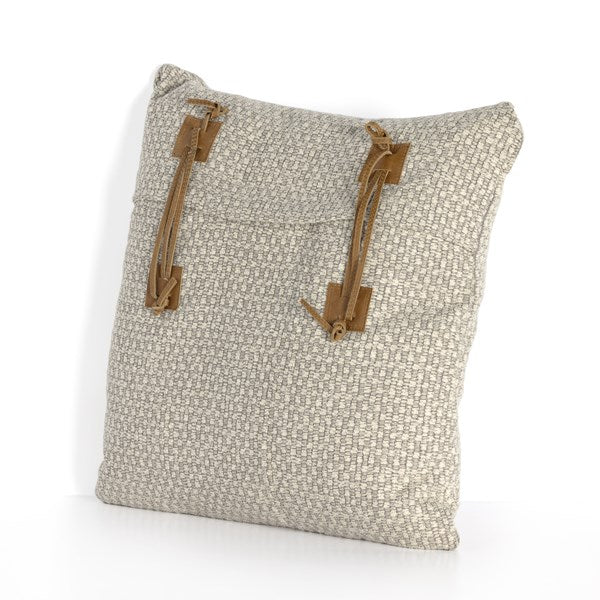 Leather Tie Classic Pillow-Oatmeal-20x20-Four Hands-FH-235791-001-Pillows-1-France and Son