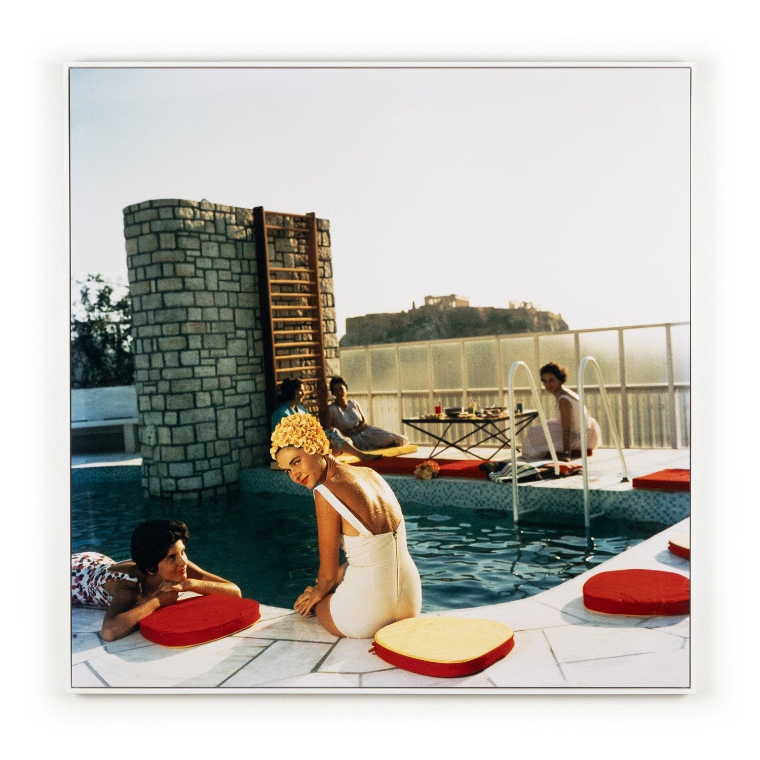 Penthouse Pool by Slim Aarons - White Maple Floater