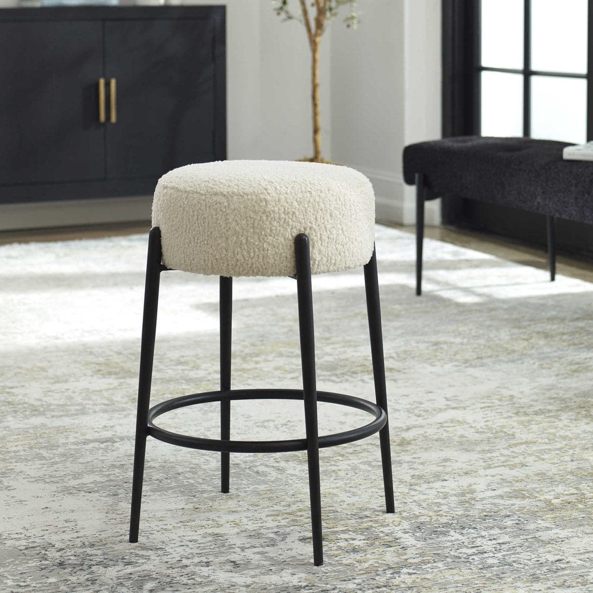 Uttermost Arles Plush Counter Stool-Uttermost-UTTM-23783-Stools & Ottomans-1-France and Son