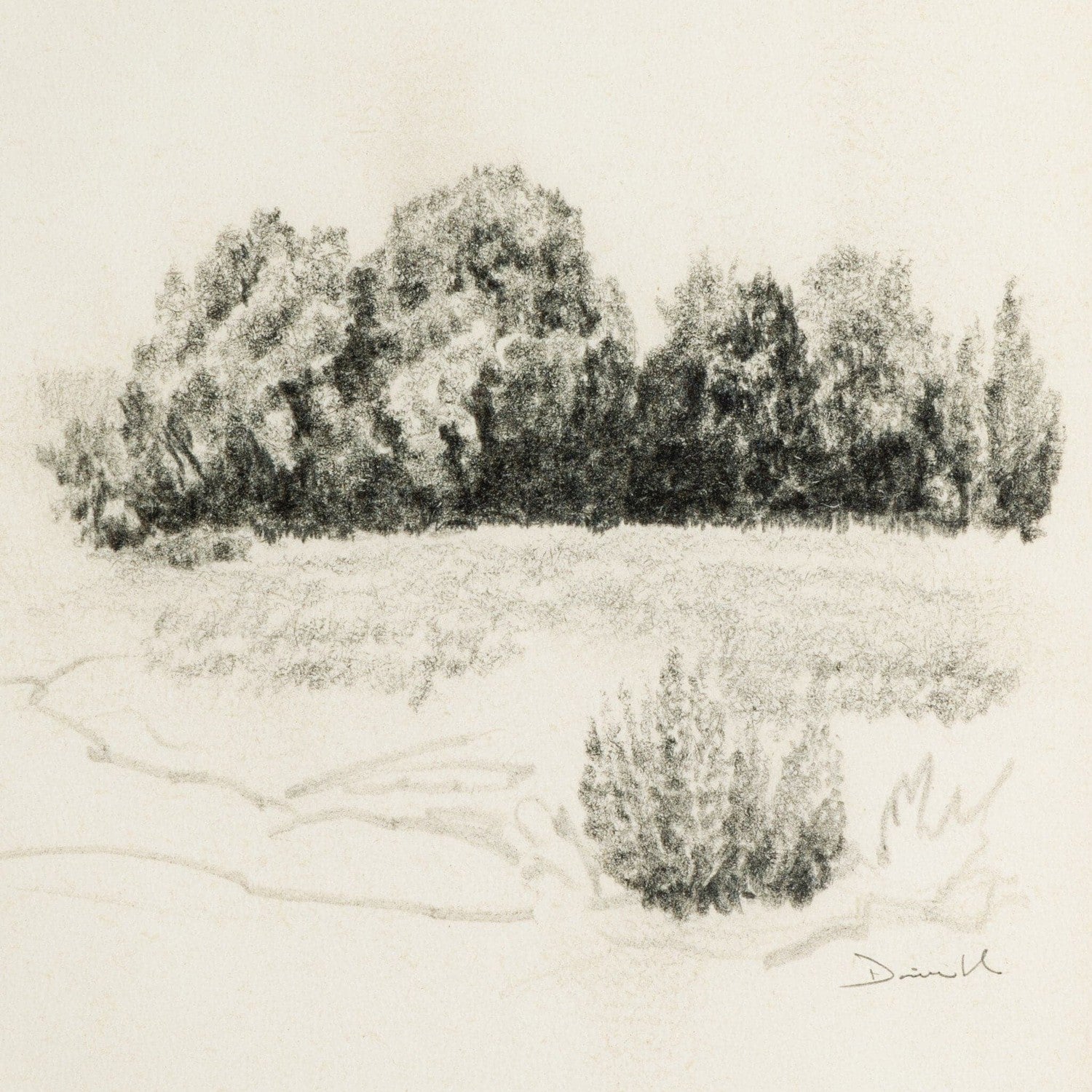 Land Sketch 1 by Dan Hobday - Rustic 1.5 Walnut