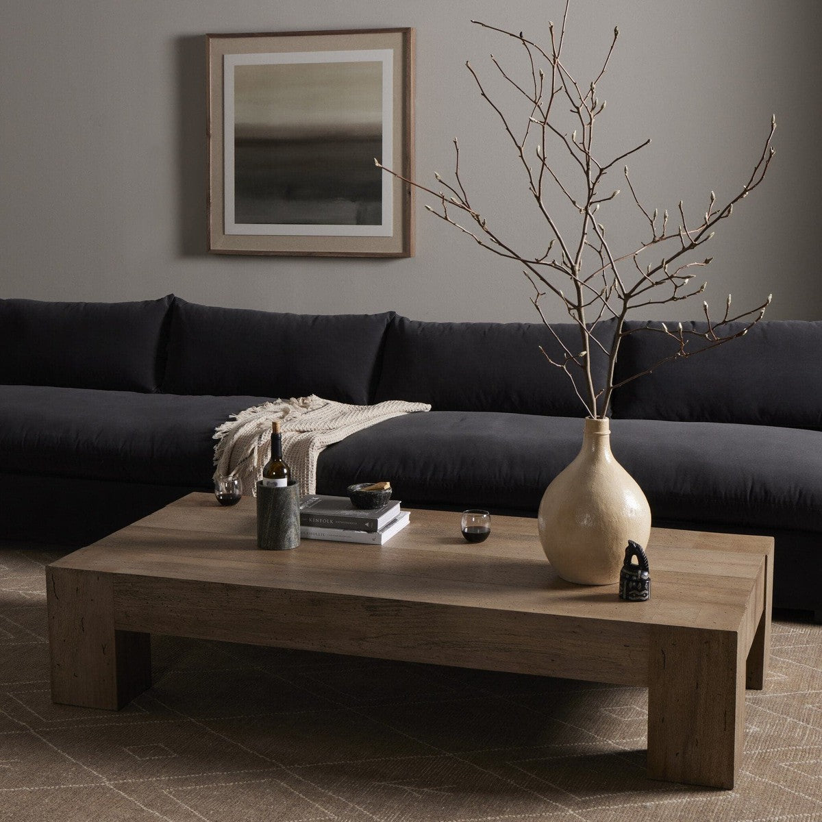 Abaso Rectangular Coffee Table - Rustic Wormwood Oak