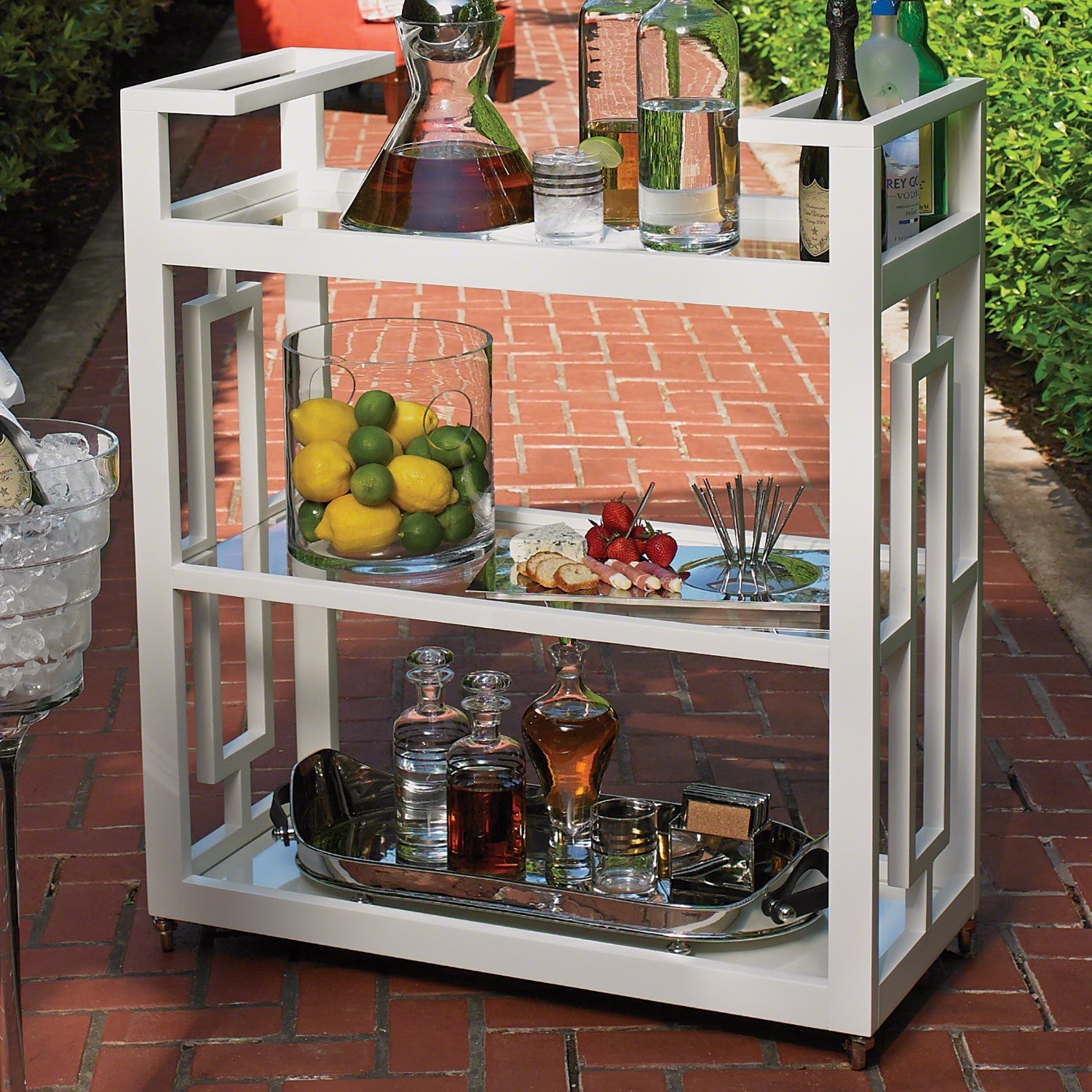 Grid Block Bar Cart-White-Global Views-GVSA-2478-Bar Storage-2-France and Son