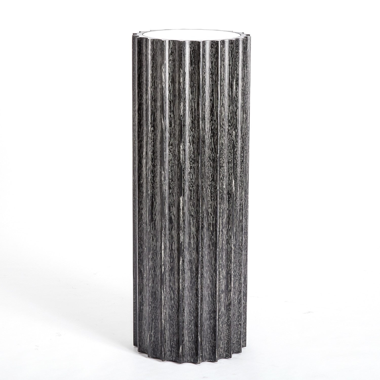 Reflective Column Pedestal - Black Cerused-Global Views-GVSA-2564-Side Tables-1-France and Son