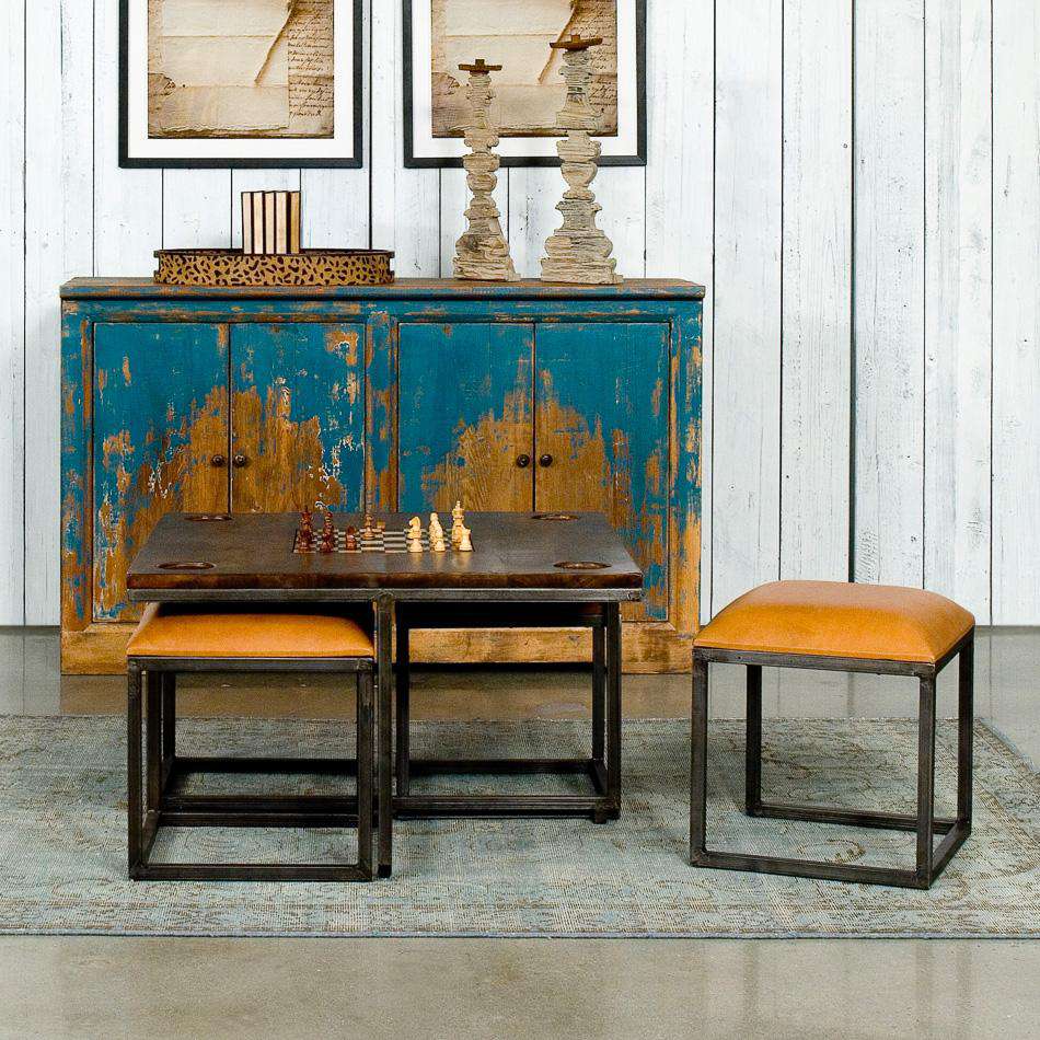 Low Game Table With Four Stools-SARREID-SARREID-25693-Game Tables-3-France and Son