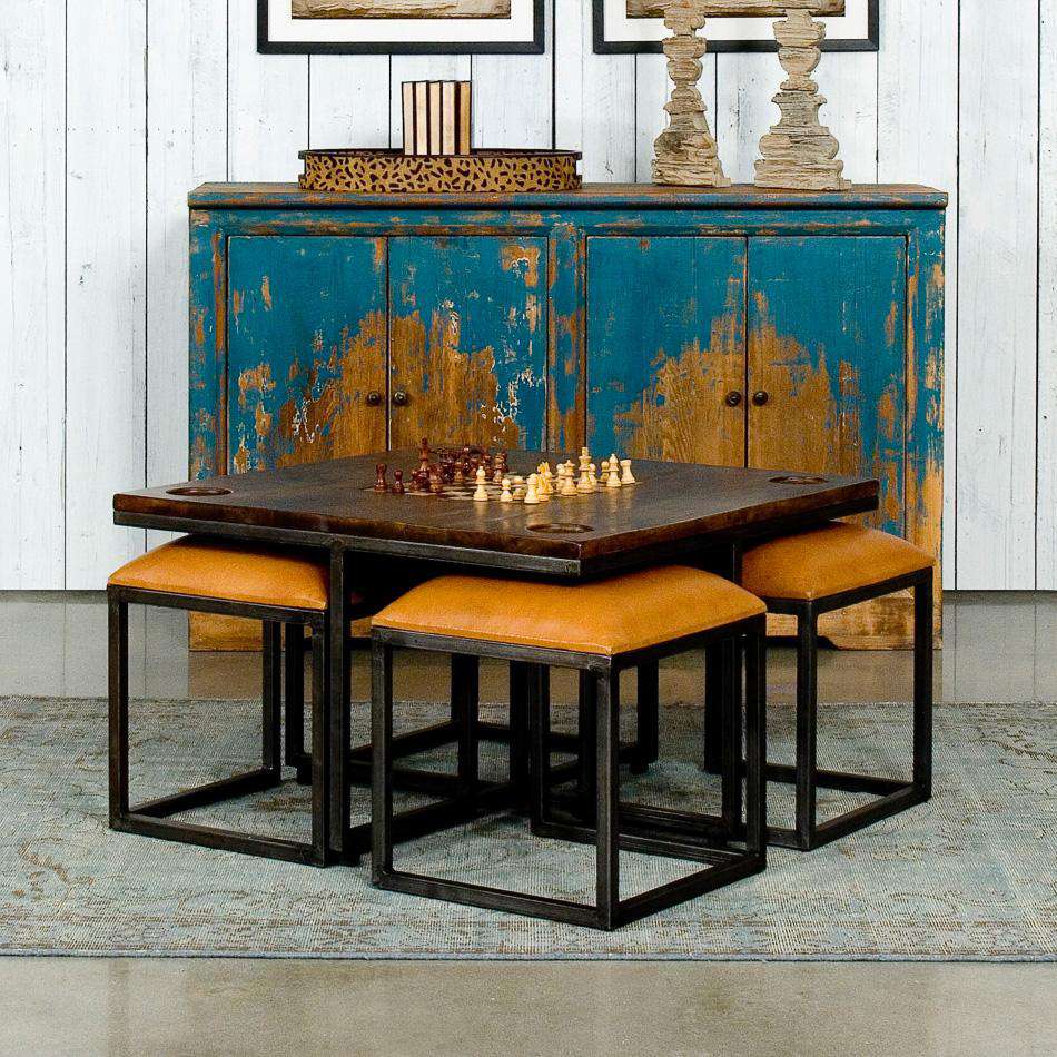 Low Game Table With Four Stools-SARREID-SARREID-25693-Game Tables-2-France and Son