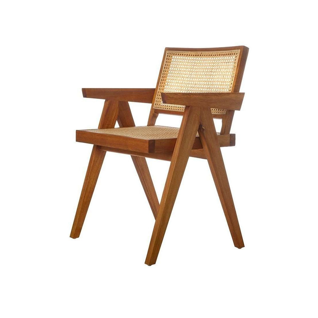 Mid Century Hand Cane Jeanneret Armchair-France & Son-FL1316NTRL-Dining Chairs-1-France and Son