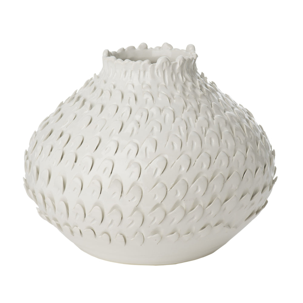 Feathered Vase-ABIGAILS-ABIGAILS-260181-VasesWhite-Small-5-France and Son