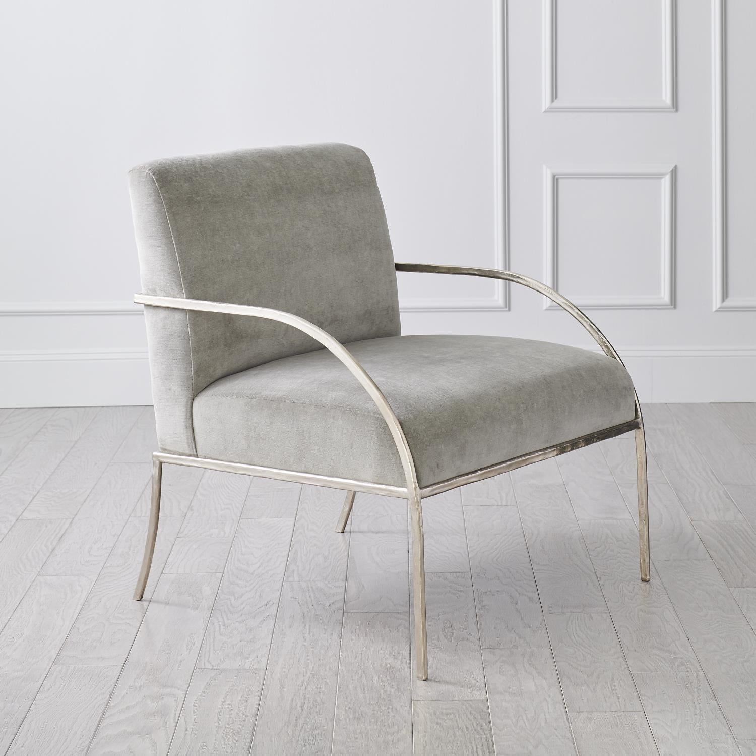 Swoop Chair Nickel-Global Views-GVSA-9.93091-Lounge ChairsGrey Velvet-1-France and Son
