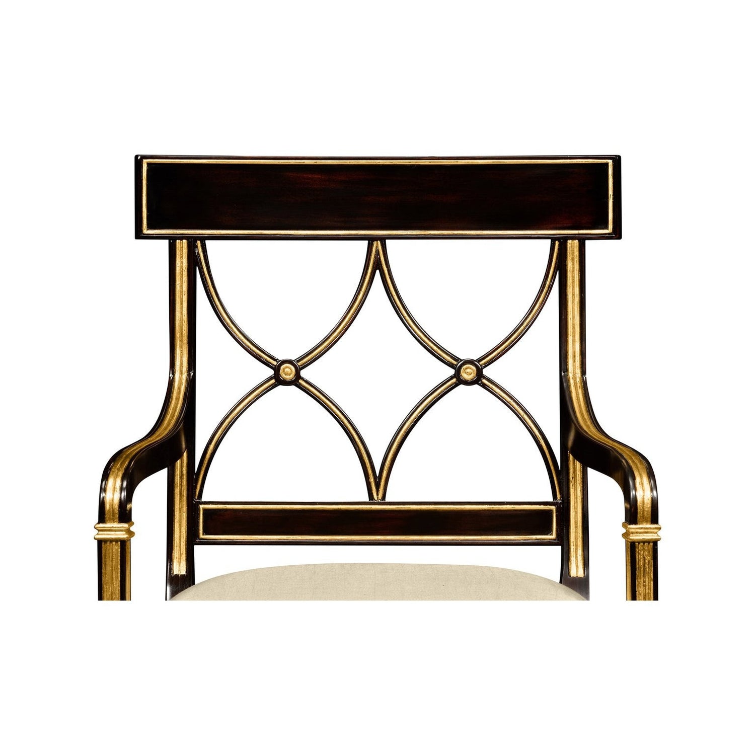 Regency Curved Back Arm Chair-Jonathan Charles-JCHARLES-494347-AC-EBF-F001-Dining ChairsBlack Painted & MAZO F001-4-France and Son