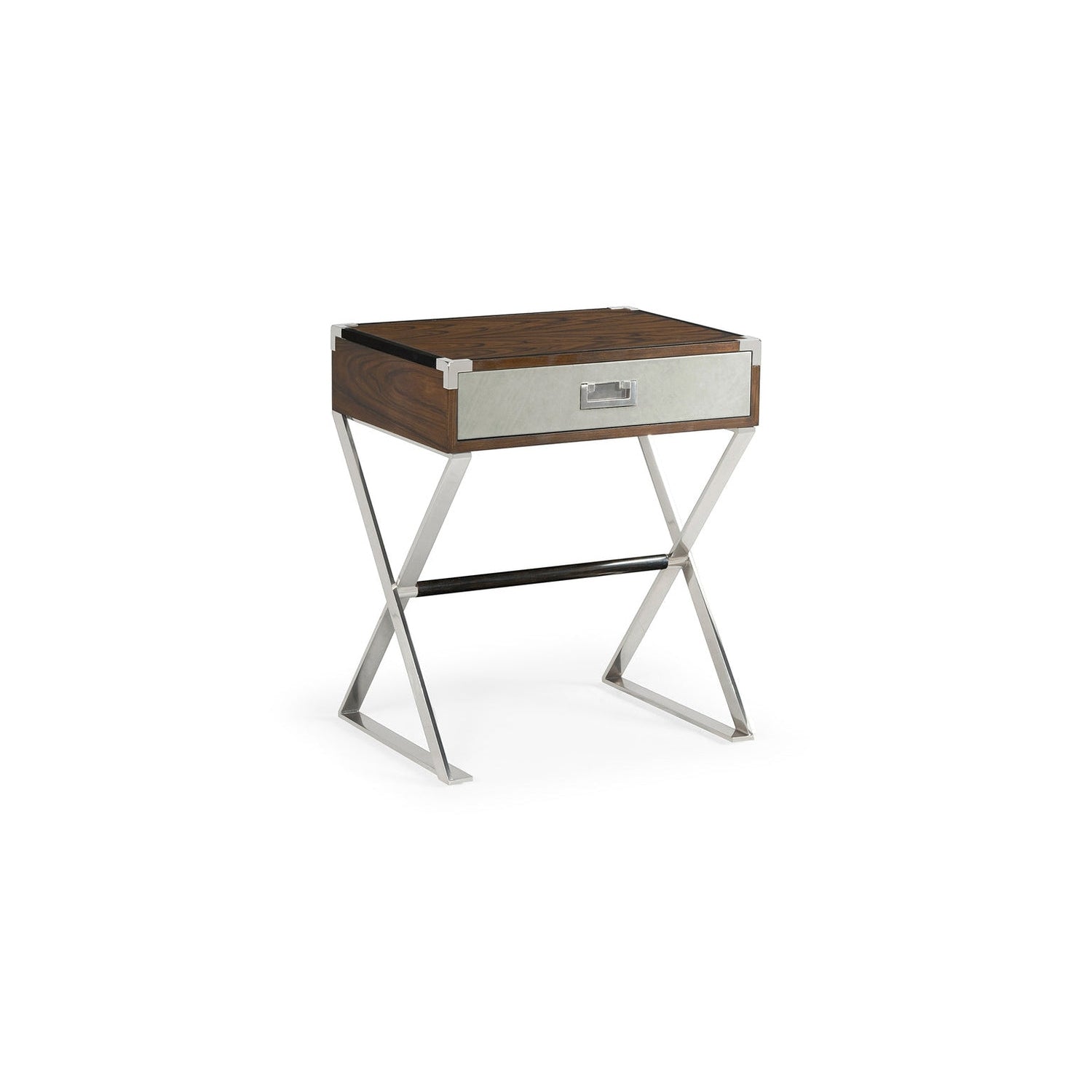 Campaign Style Dark Santos Rosewood Bedside Table with Drawer-Jonathan Charles-JCHARLES-500239-SAD-Nightstands-1-France and Son
