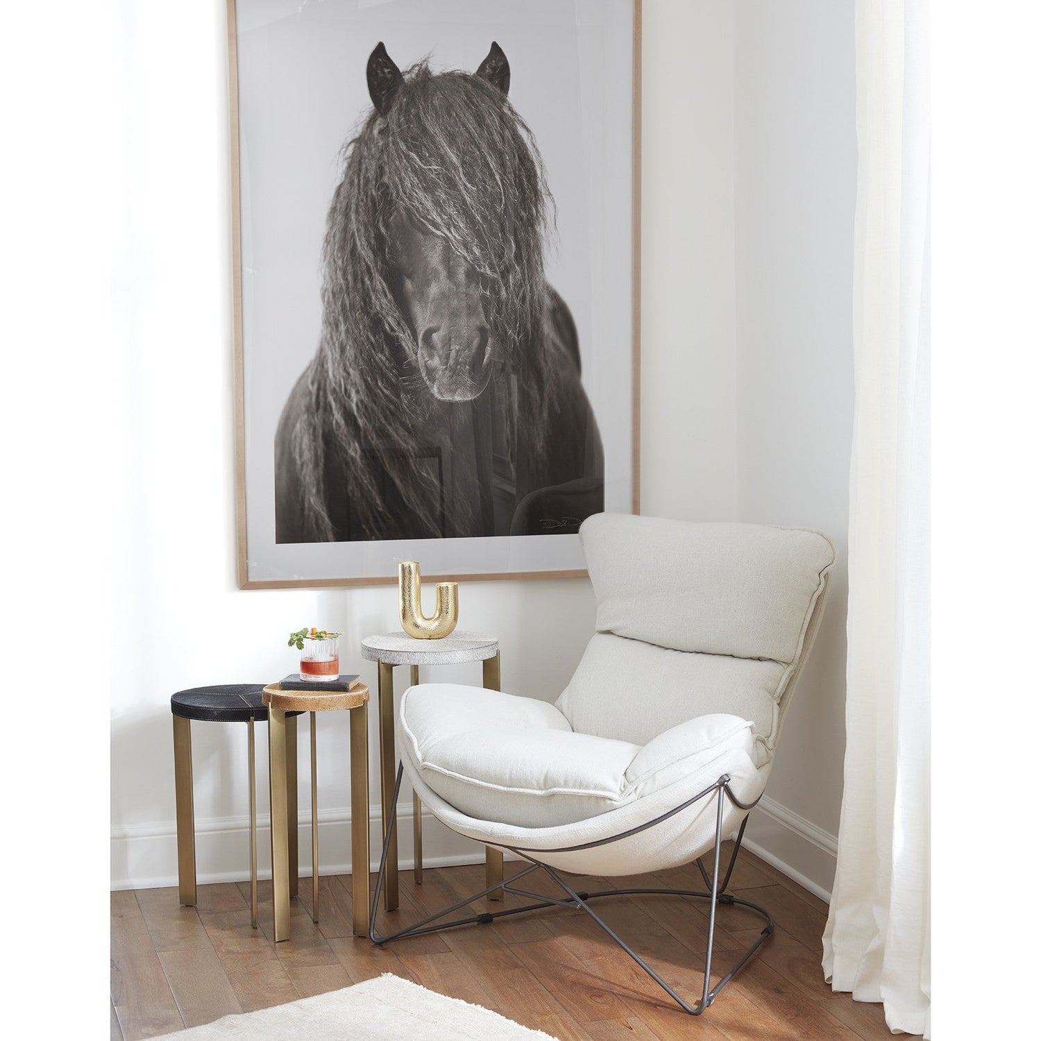 Andres Hair on Hide Mixer Table Set-Regina Andrew Design-RAD-30-1159BRS-Side TablesBrass-2-France and Son