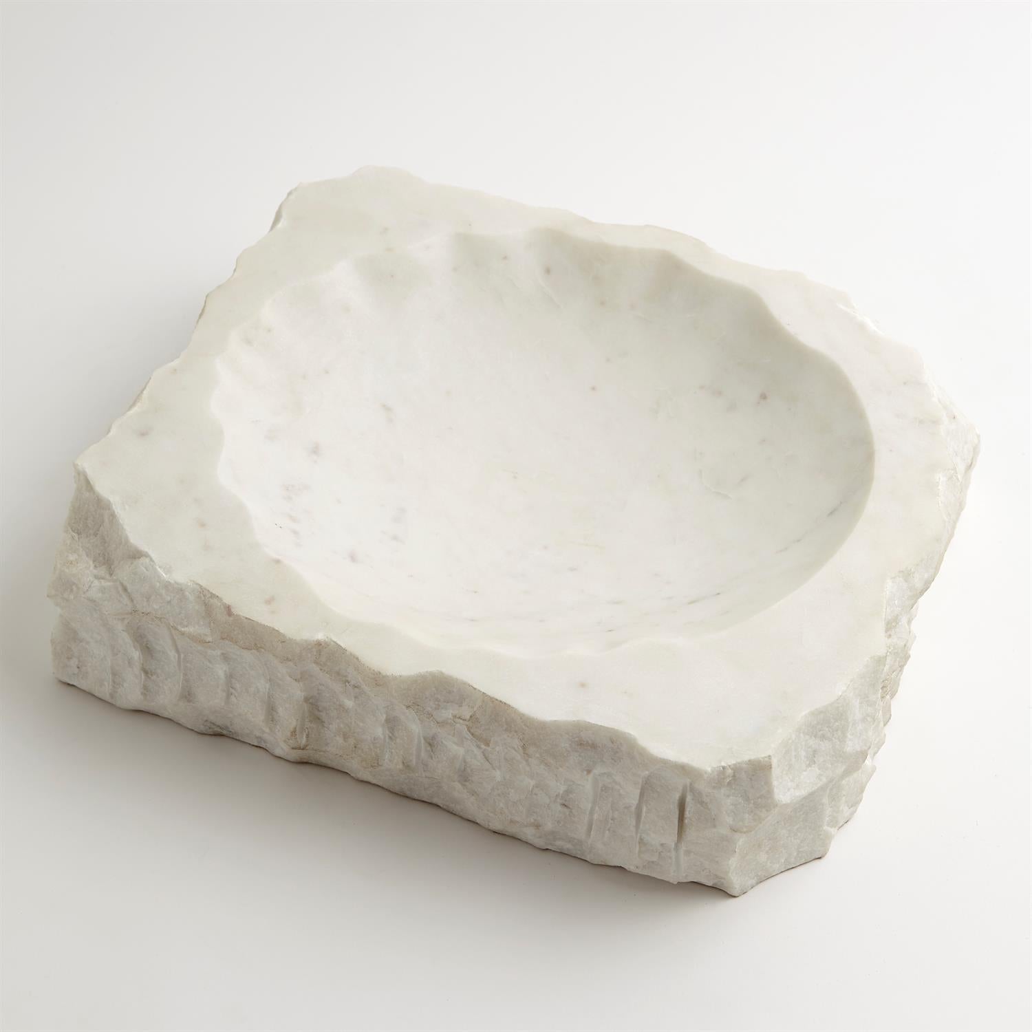 Chiseled Block Bowl-White Marble-Global Views-GVSA-9.93404-Decor-1-France and Son