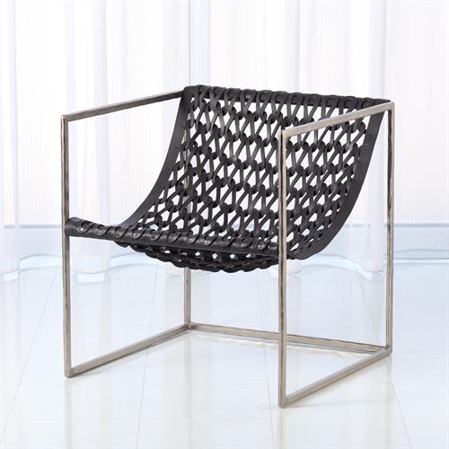 Knit & Pearl Chair-Global Views-GVSA-JG9.90000-Lounge ChairsNickel-Dark Grey Leather-1-France and Son