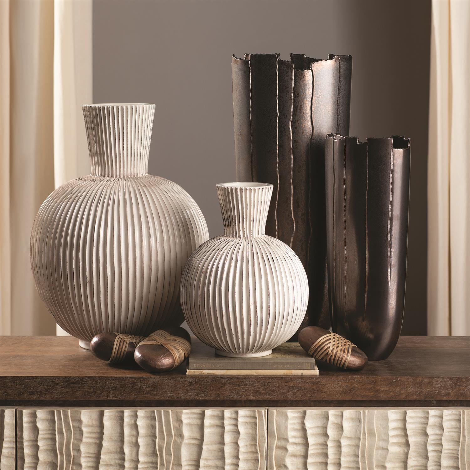 Furrow Sphere Vase-Global Views-GVSA-7.30140-VasesLarge-2-France and Son