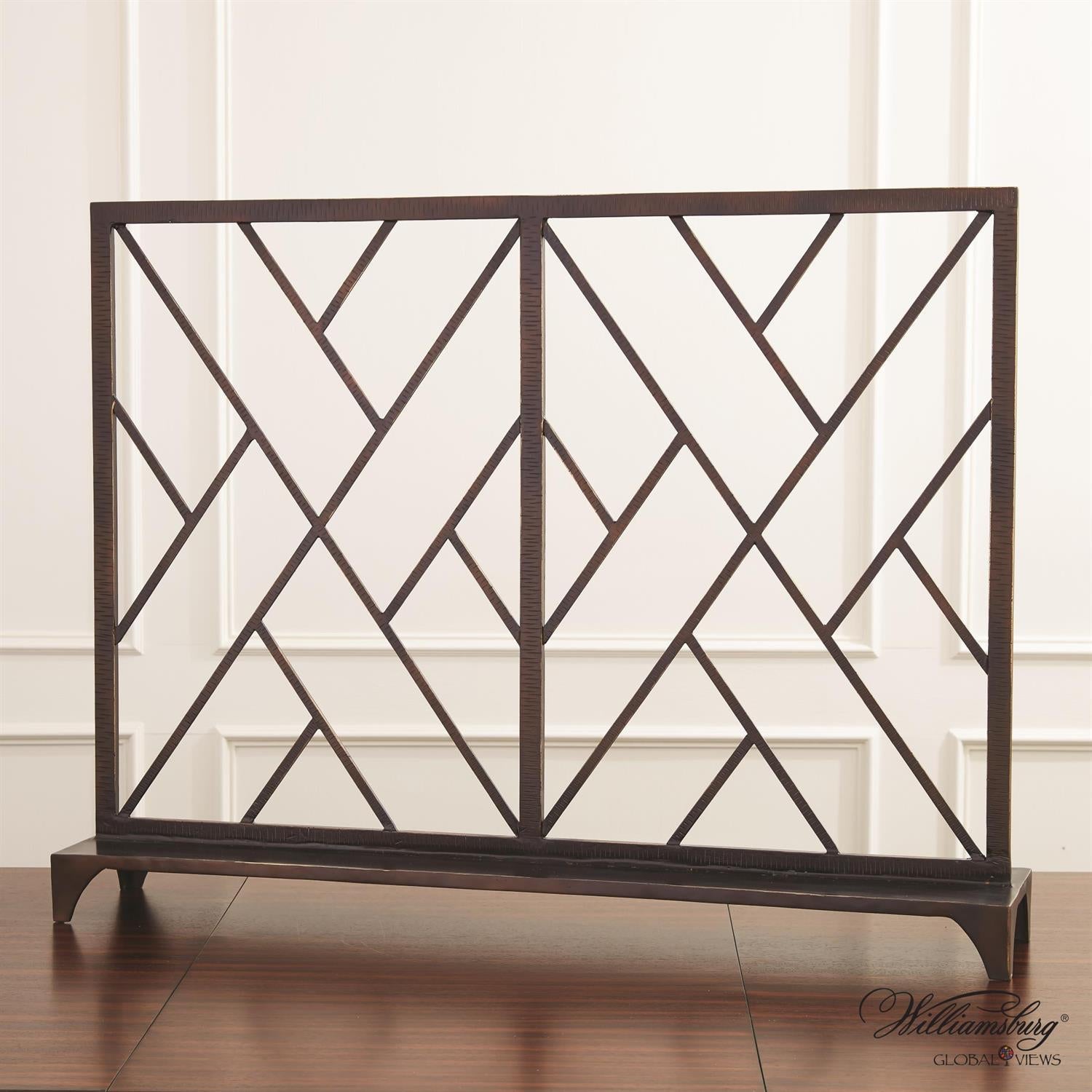 Chinoise Fret Fireplace Screen-Global Views-GVSA-4.90157-DecorBronze-3-France and Son