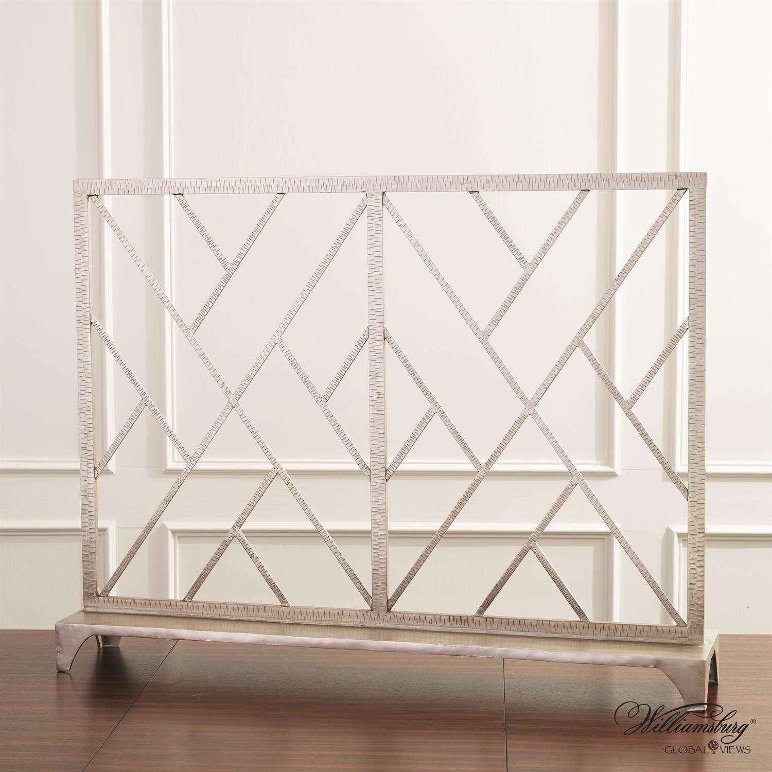 Chinoise Fret Fireplace Screen-Global Views-GVSA-4.90158-DecorNickel-1-France and Son