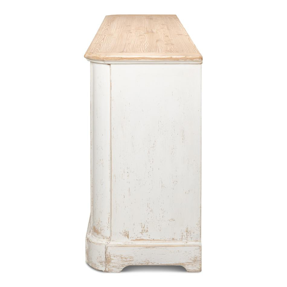 Antique White Wash Sideboard 4 Door-SARREID-SARREID-40116-Sideboards & Credenzas-4-France and Son
